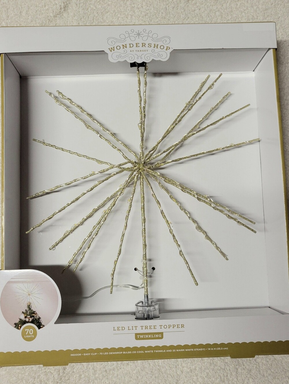 Wondershop LED Twinkling Glitter Starburst Cool Warm White 70 Light Tree Topper